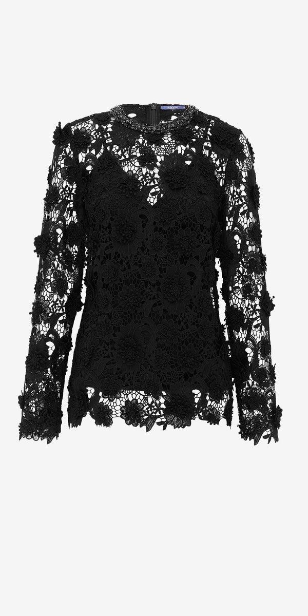 leo lin Ines Lace Embellished Top