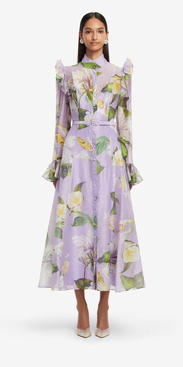 Leo Lin Katrina Butterfly Sleeve Midi Dress