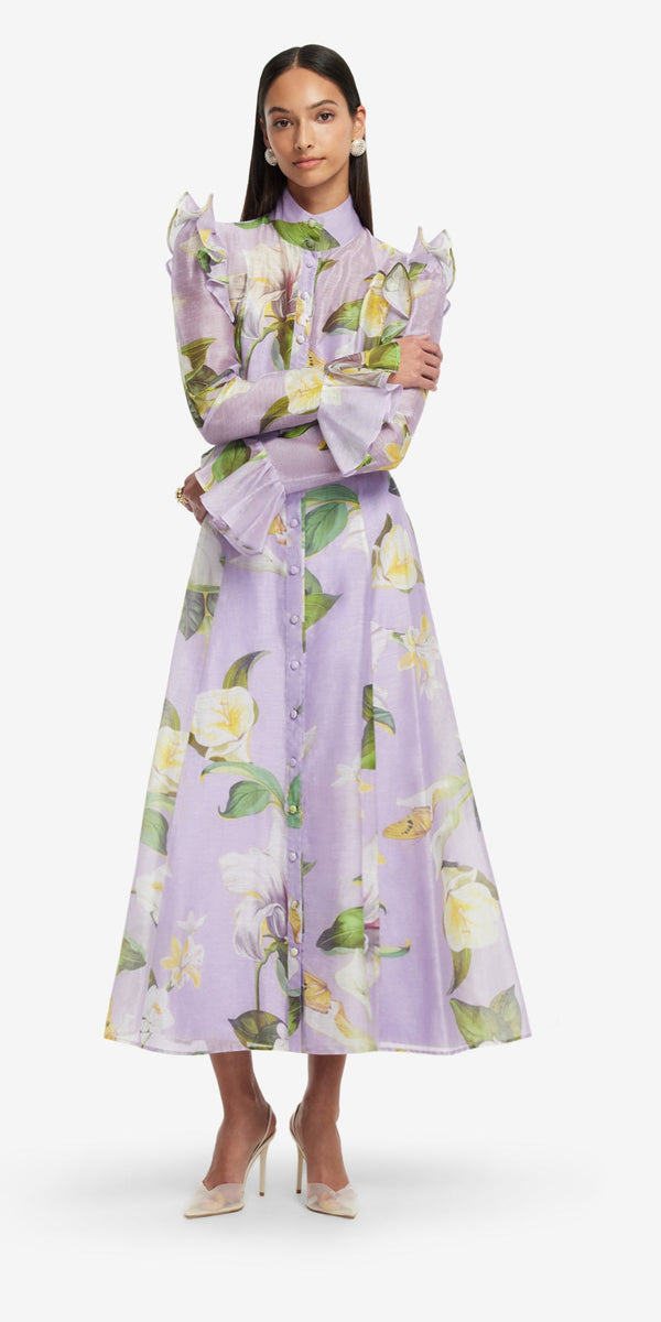 Leo Lin Katrina Butterfly Sleeve Midi Dress