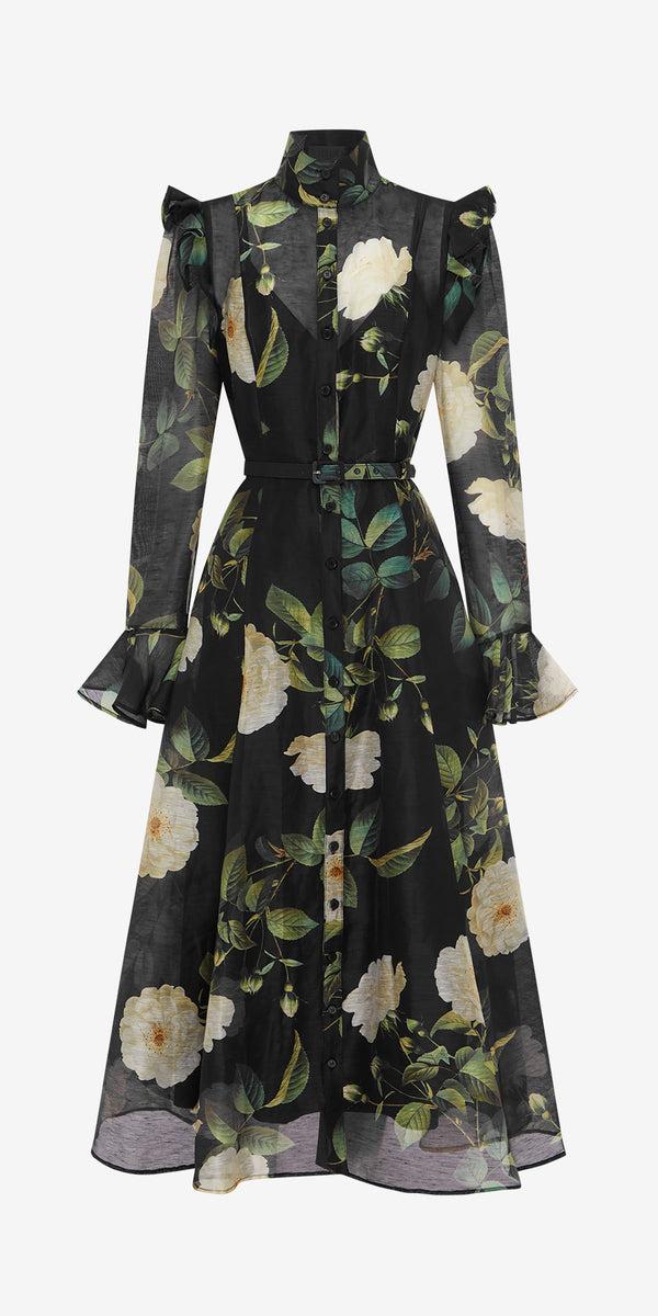 leo lin Katrina Butterfly Sleeve Midi Dress