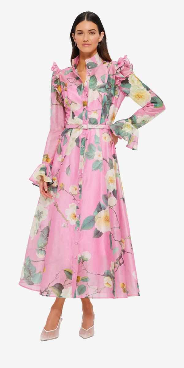 Leo Lin Katrina Butterfly Sleeve Midi Dress