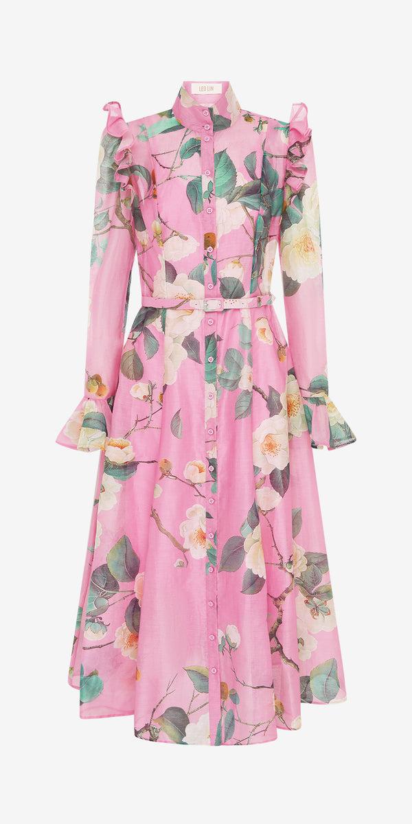 leo lin Katrina Butterfly Sleeve Midi Dress