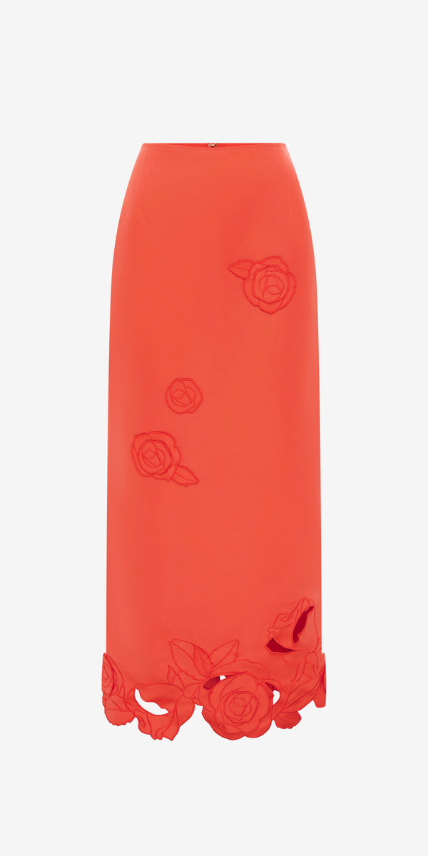 leo lin Kyra Appliqué Maxi Skirt