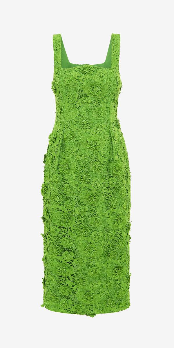 leo lin Larissa Lace Midi Dress