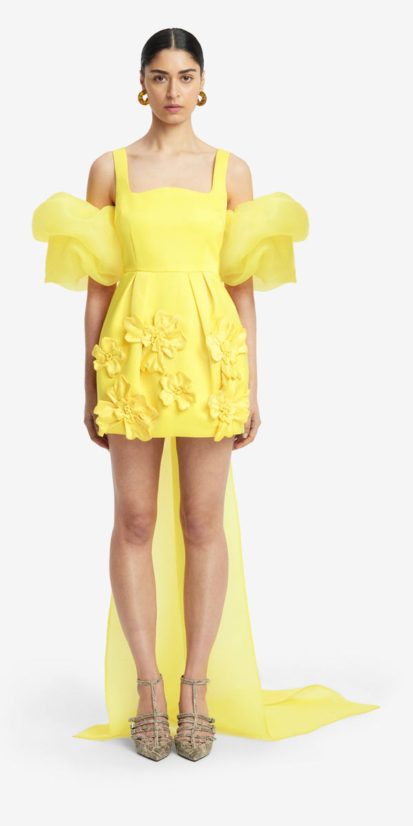 Leo Lin Leonora Organza Puff Sleeve Cape