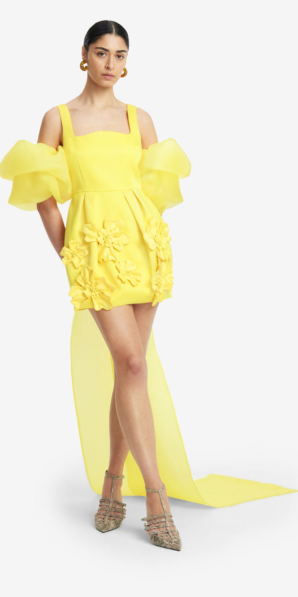Leo Lin Leonora Organza Puff Sleeve Cape