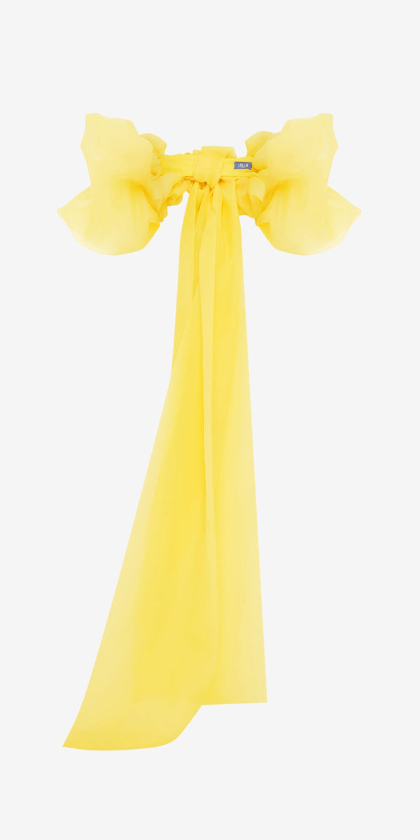 leo lin Leonora Organza Puff Sleeve Cape