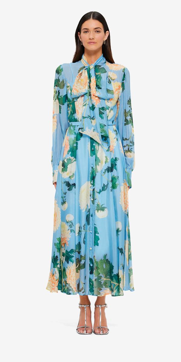 Leo Lin Liliane Tie Neck Midi Dress