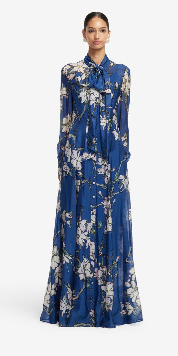 Leo Lin Lilith Tie Neck Maxi Dress
