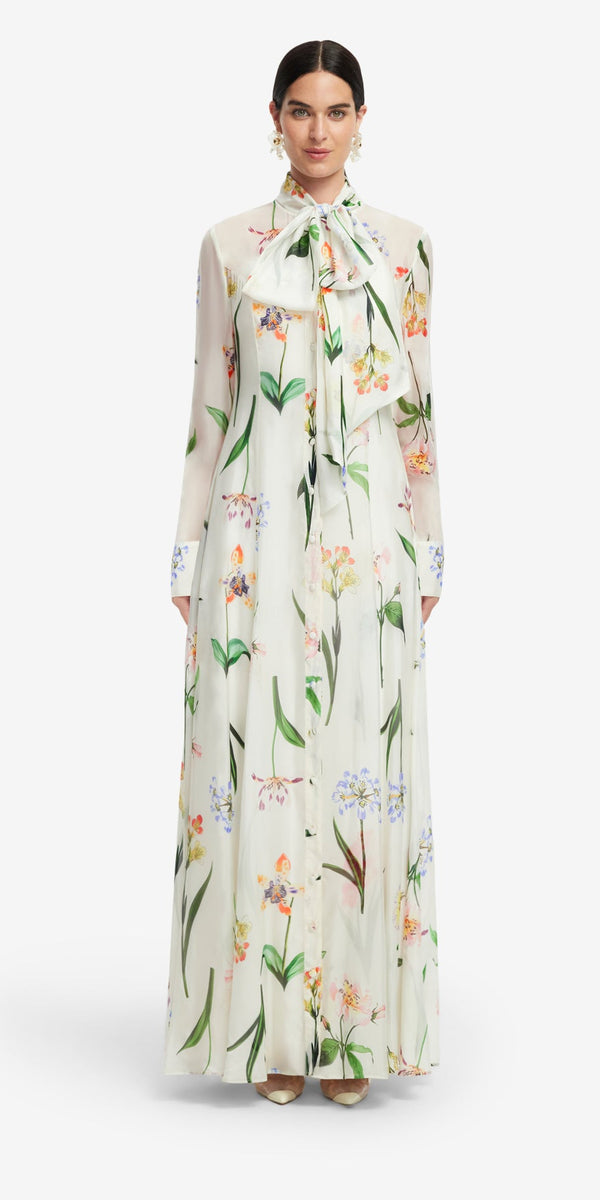Leo Lin Lilith Tie Neck Maxi Dress