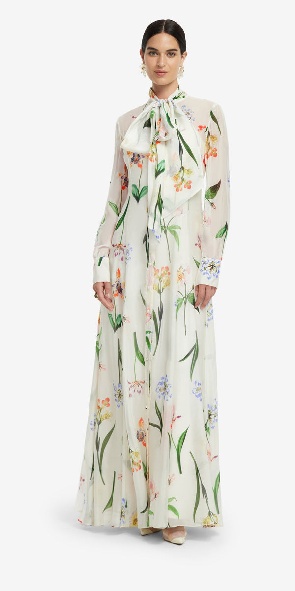 Leo Lin Lilith Tie Neck Maxi Dress