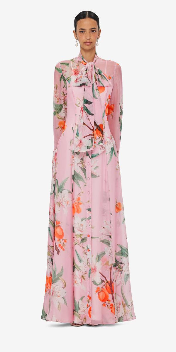 Leo Lin Lilith Tie Neck Maxi Dress