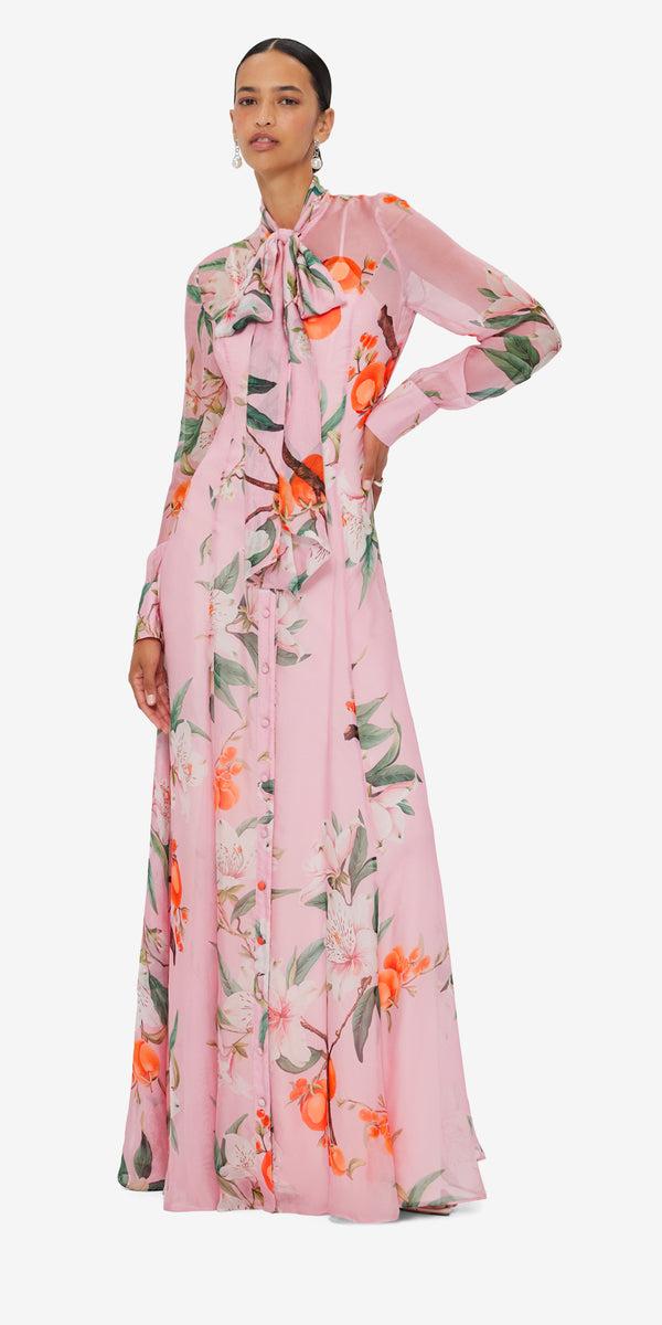 Leo Lin Lilith Tie Neck Maxi Dress