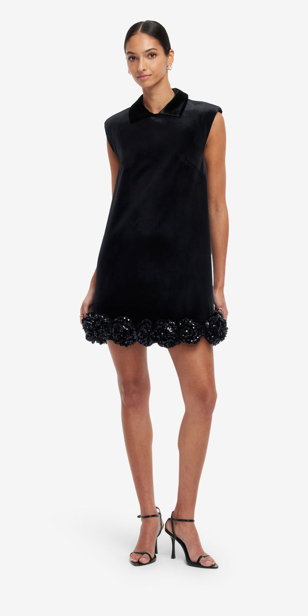 Leo Lin Lingyu Velvet Embellished Mini Dress