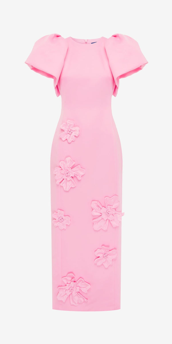 leo lin Lucinda Floral Appliqué Maxi Dress