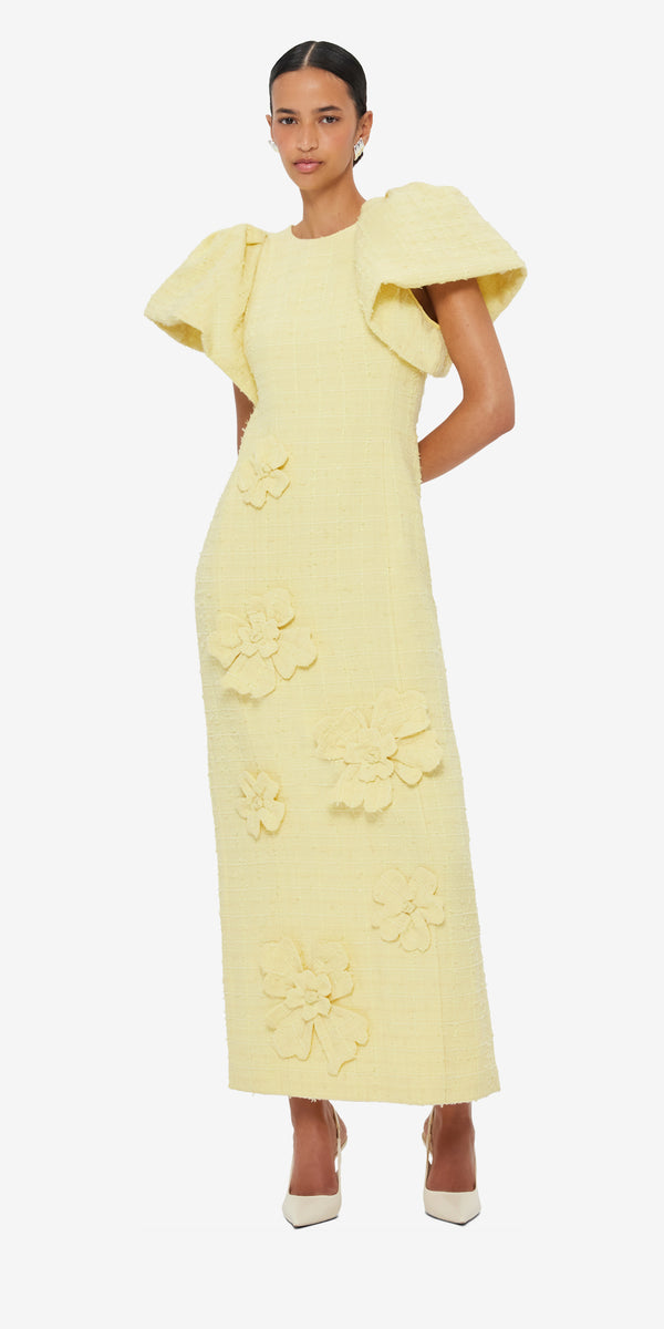 Leo Lin Lucinda Tweed Petal Maxi Dress