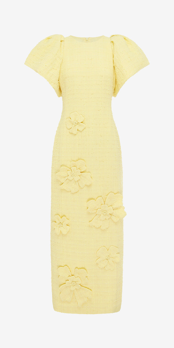 leo lin Lucinda Tweed Petal Maxi Dress