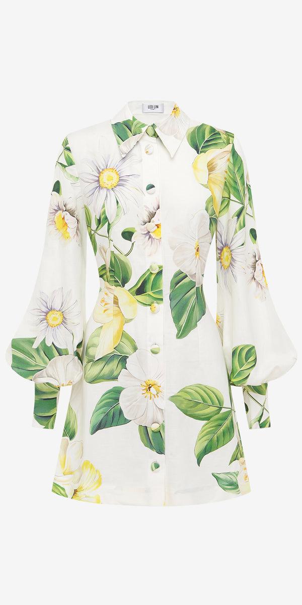 leo lin Luminous Linen Mini Dress