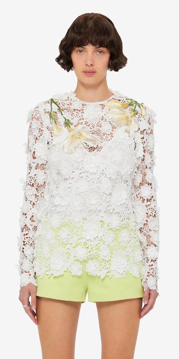 Leo Lin Luna Embroidered Lace Top