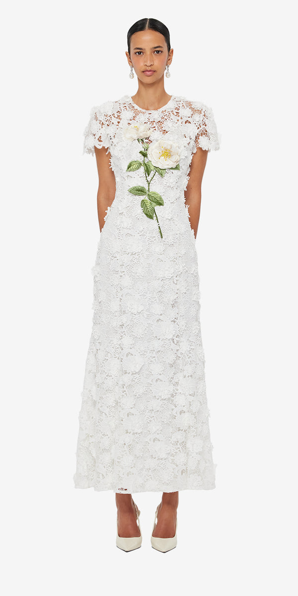 Leo Lin Monique Embroidered Lace Maxi Dress