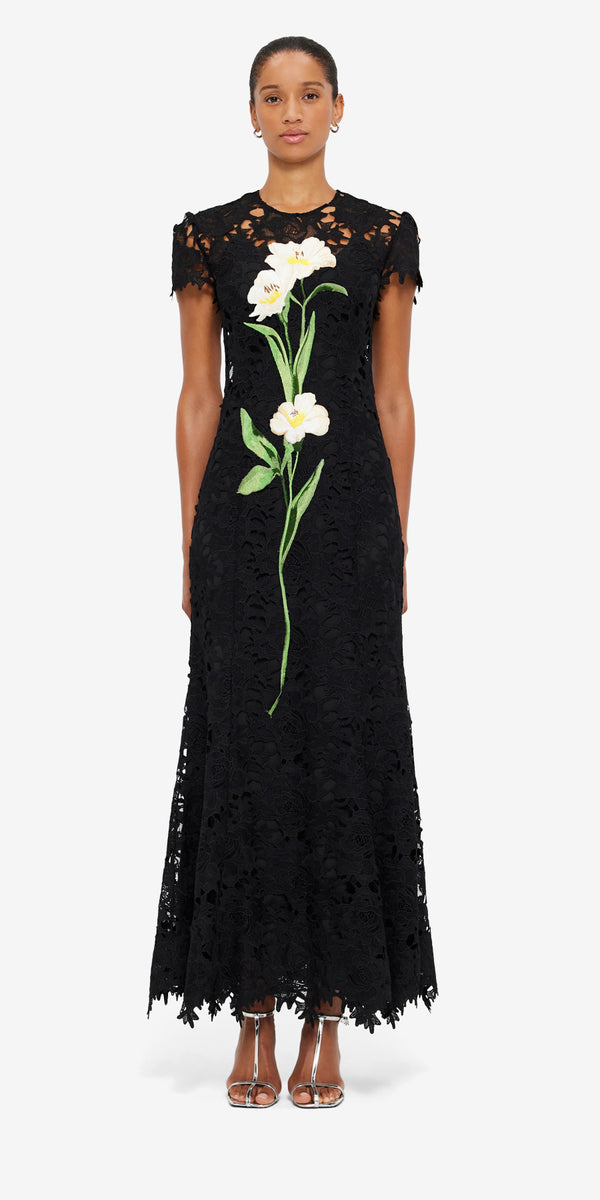 Leo Lin Monique Embroidered Lace Maxi Dress