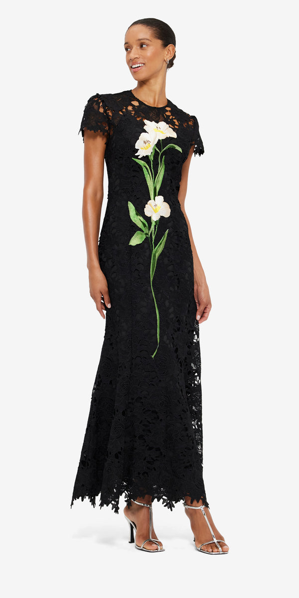 Leo Lin Monique Embroidered Lace Maxi Dress