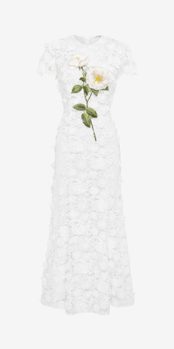 leo lin Monique Embroidered Lace Maxi Dress