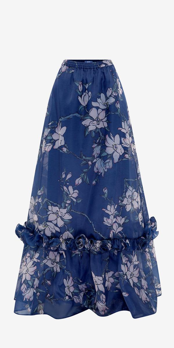 leo lin Paige Ruffled Maxi Skirt