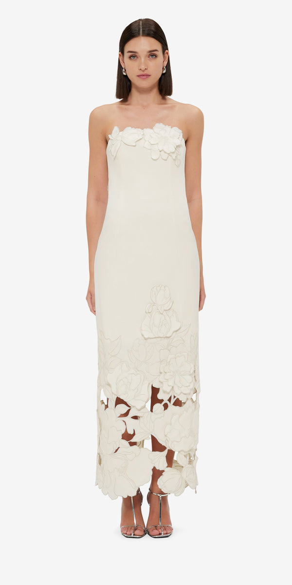 Leo Lin Rayna Appliqué Bustier Maxi Dress