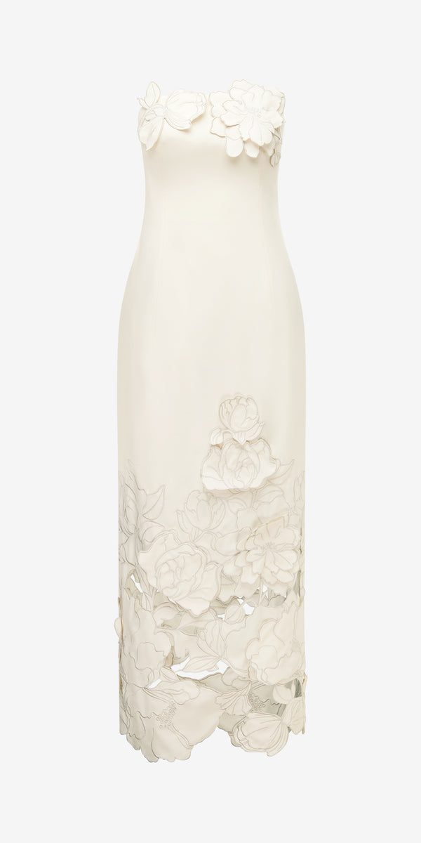 leo lin Rayna Appliqué Bustier Maxi Dress