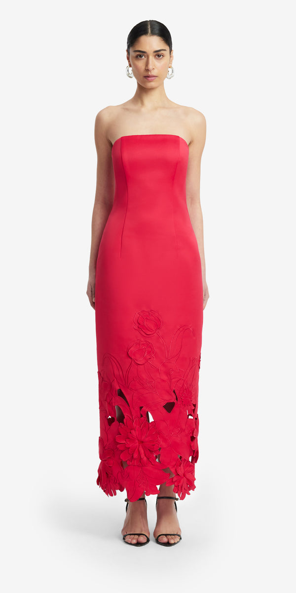 Leo Lin Rayna Appliqué Bustier Maxi Dress