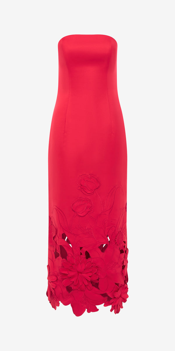 leo lin Rayna Appliqué Bustier Maxi Dress