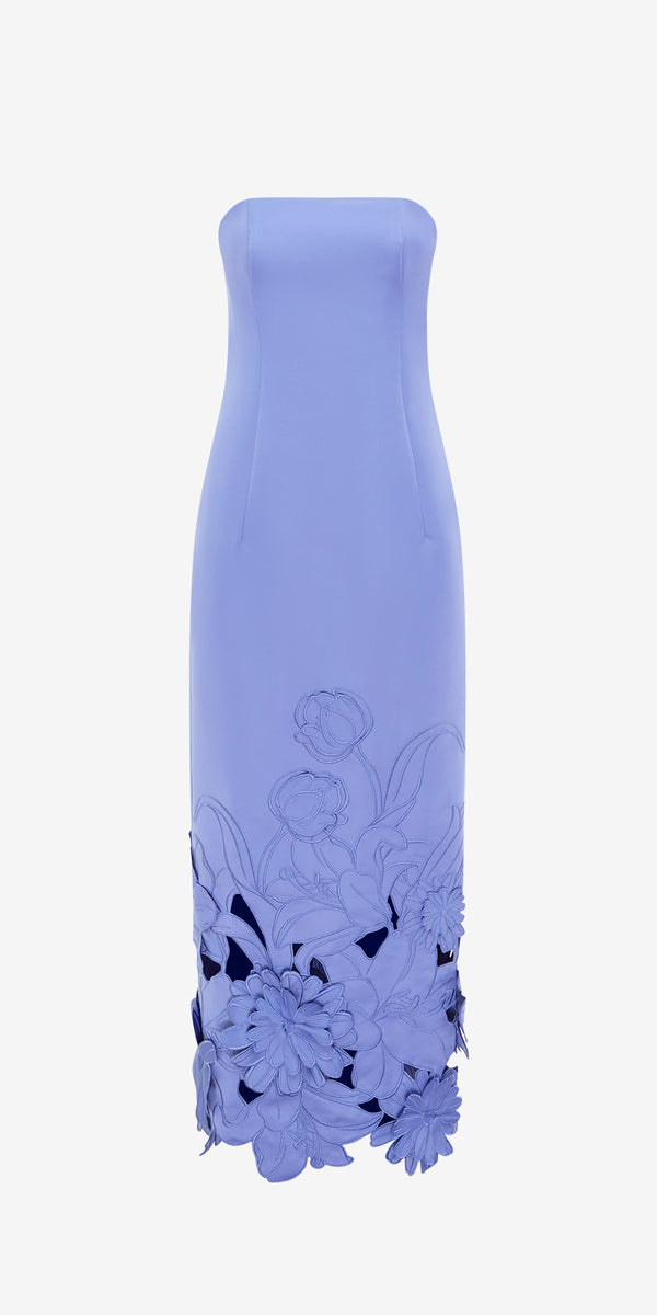 leo lin Rayna Appliqué Bustier Maxi Dress