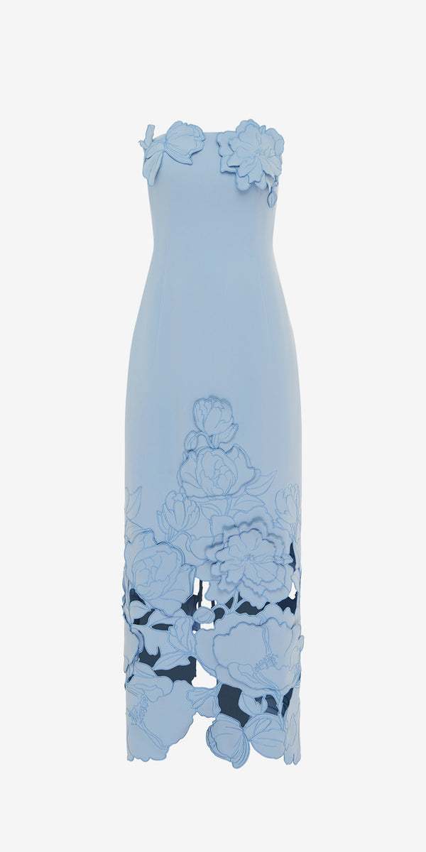 leo lin Rayna Appliqué Bustier Maxi Dress