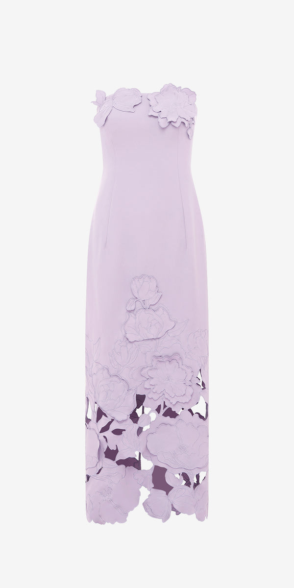 leo lin Rayna Appliqué Bustier Maxi Dress