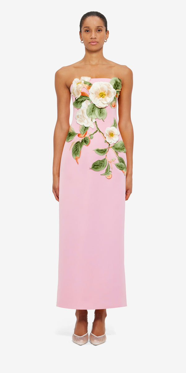 Leo Lin Rayna Appliqué Floral Bustier Maxi Dress