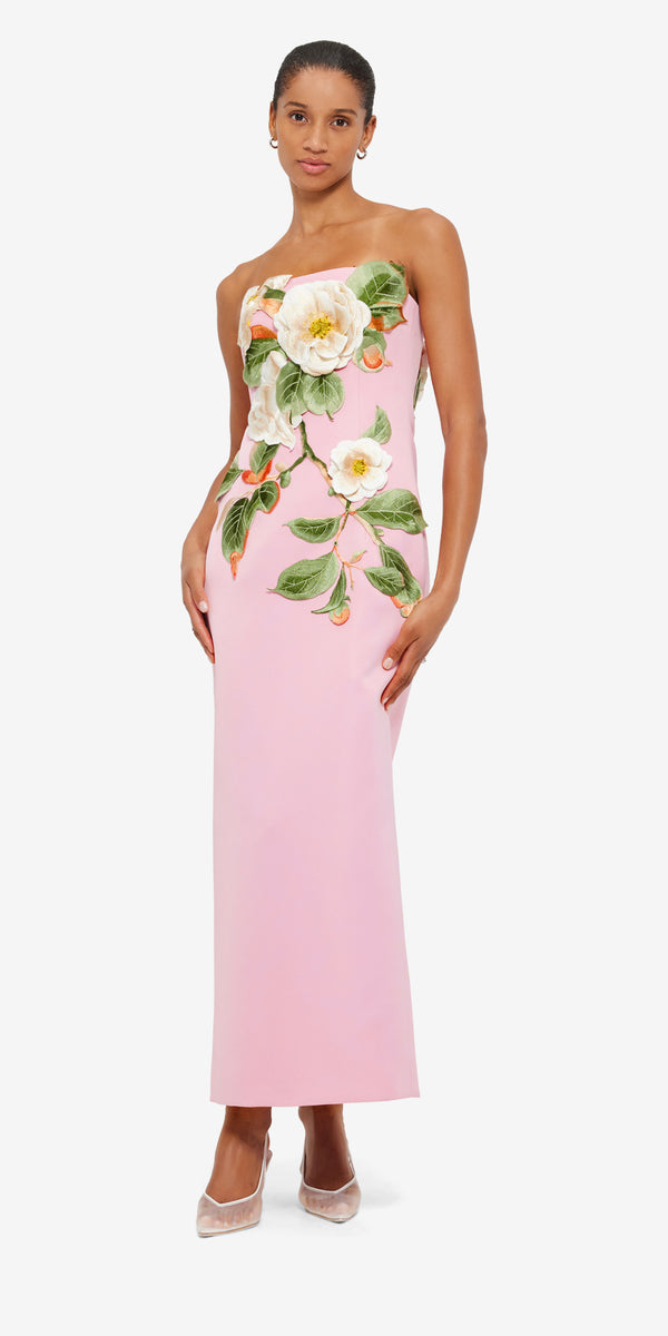 Leo Lin Rayna Appliqué Floral Bustier Maxi Dress