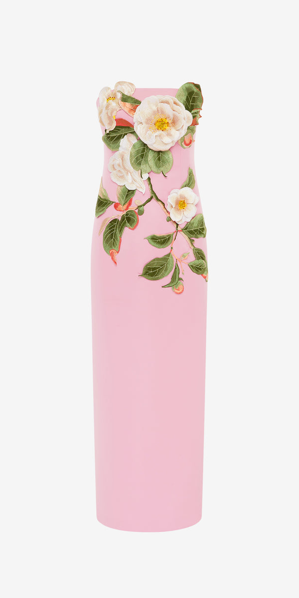 leo lin Rayna Appliqué Floral Bustier Maxi Dress