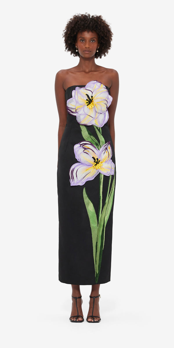 Leo Lin Rayna Appliqué Floral Maxi Dress