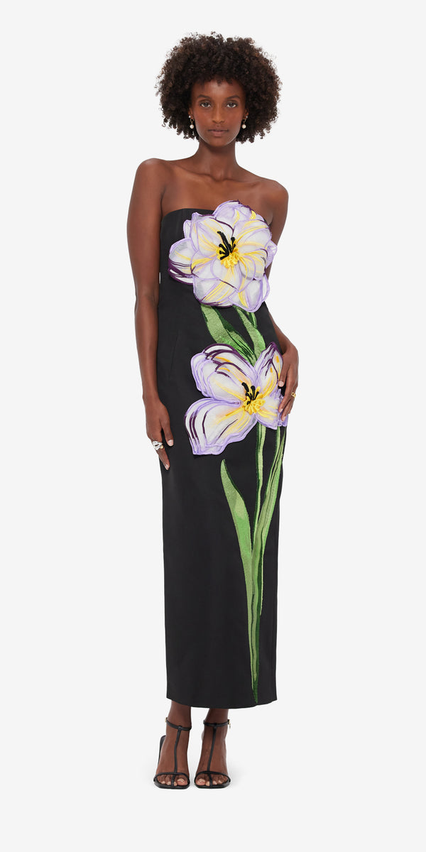 Leo Lin Rayna Appliqué Floral Maxi Dress