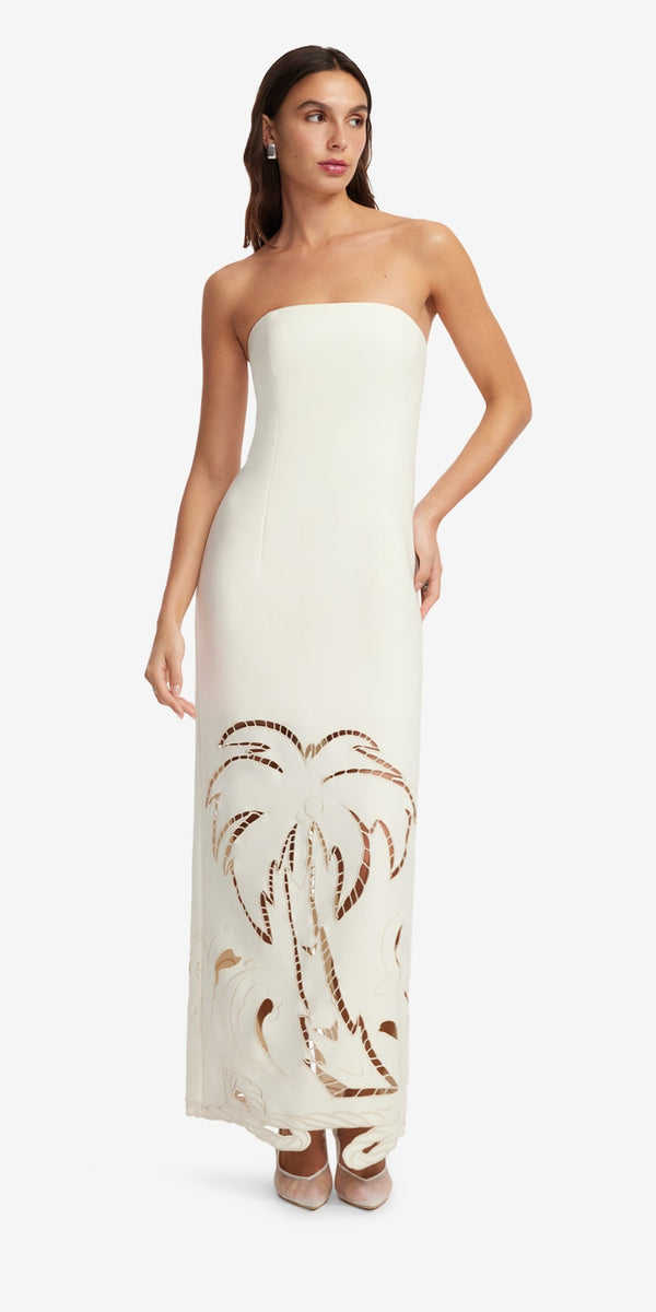 Leo Lin Rayna Palm Bustier Maxi Dress