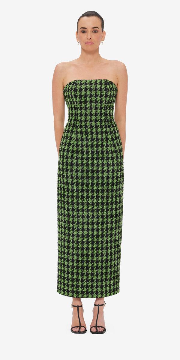 Leo Lin Rayna Tweed Bustier Maxi Dress