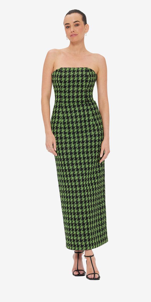Leo Lin Rayna Tweed Bustier Maxi Dress