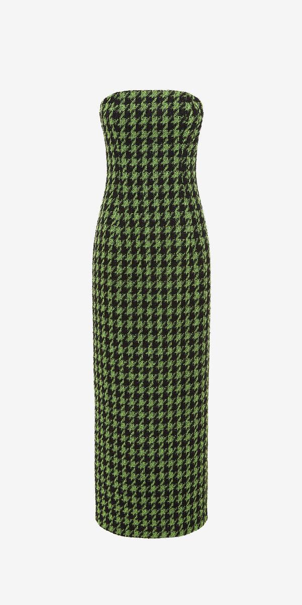 leo lin Rayna Tweed Bustier Maxi Dress