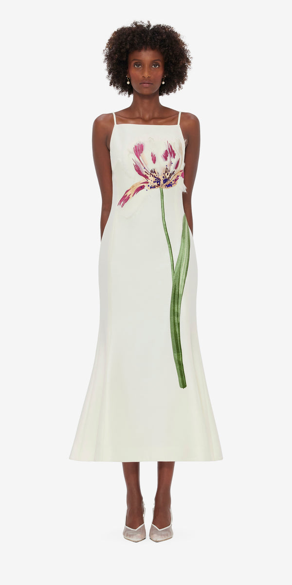 Leo Lin Regina Embellished Wool Blend Midi Dress