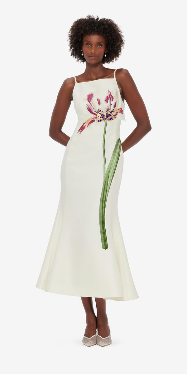 Leo Lin Regina Embellished Wool Blend Midi Dress