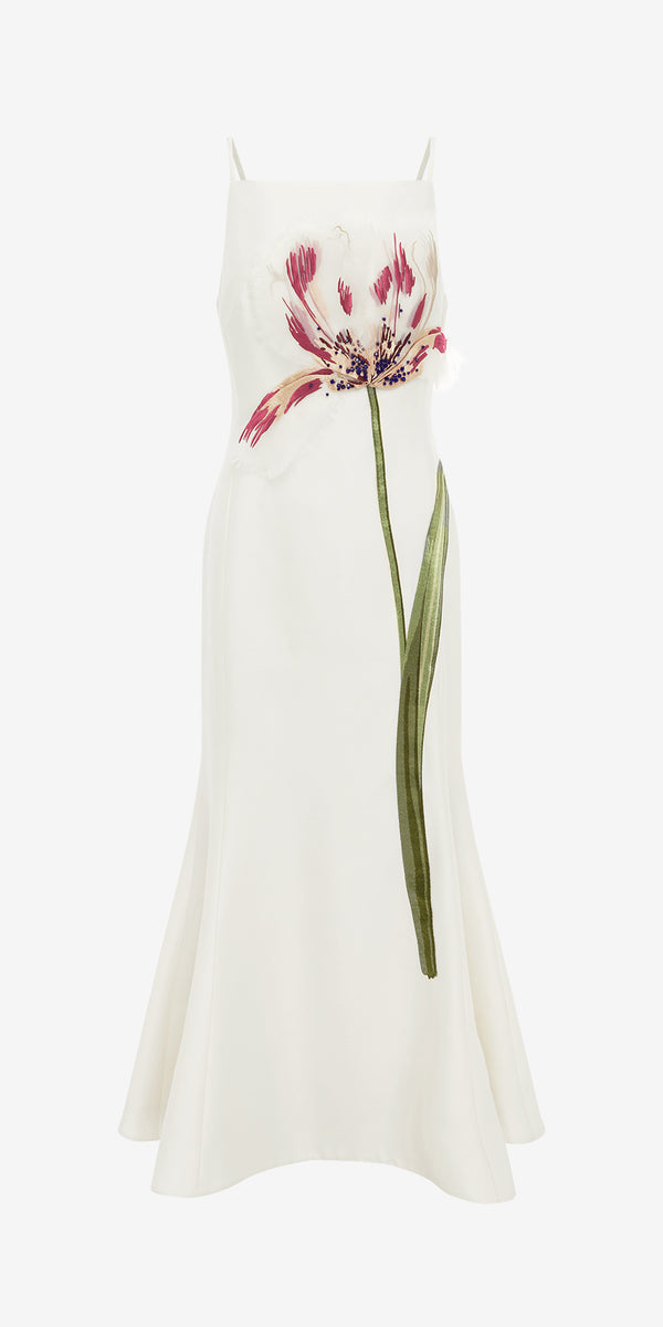 leo lin Regina Embellished Wool Blend Midi Dress