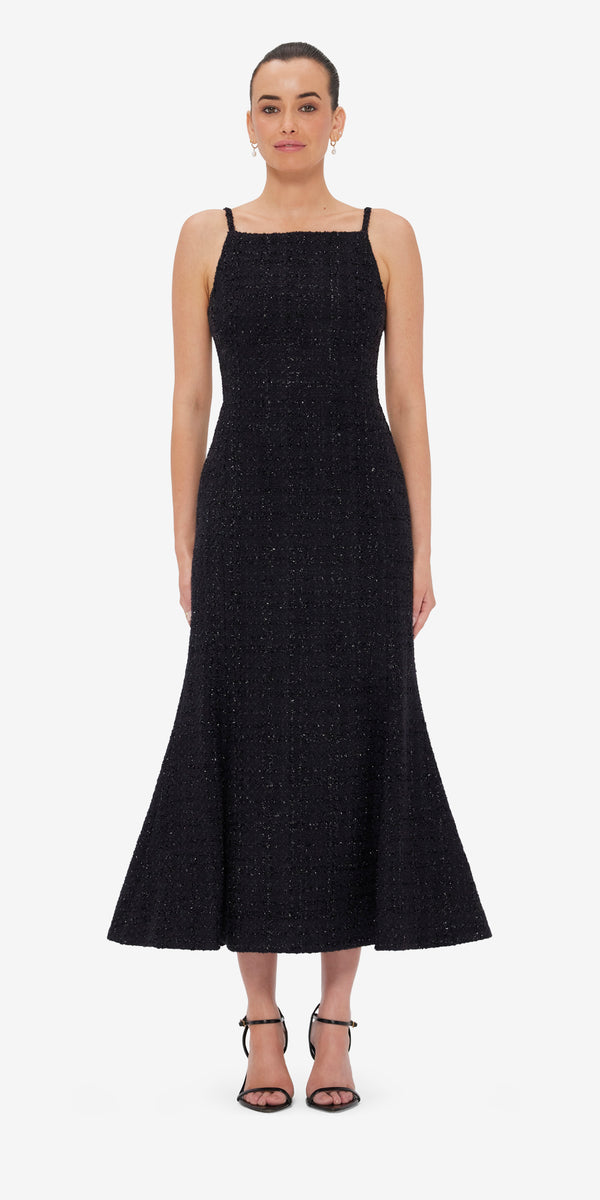 Leo Lin Regina Tweed Midi Dress
