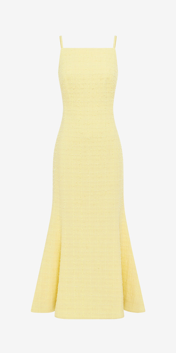 leo lin Regina Tweed Midi Dress
