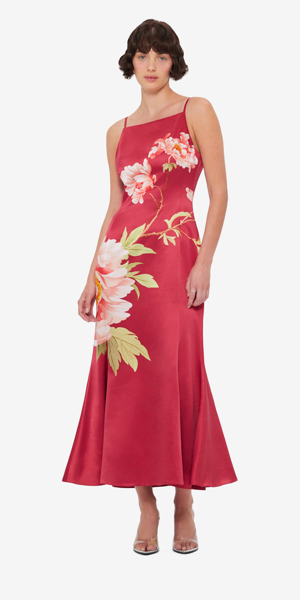 Leo Lin Regina Wool Blend Midi Dress